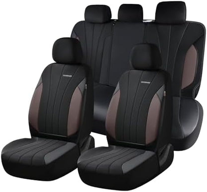 Coverado Seat Covers 5 Seats, Luxury Car Seat Covers Full Set, Automotive Car Protectors, Coffee Auto Seat Covers, Car Accessories Universal Fit for SUVs, Trucks, Sedans by COVERADOAUTO