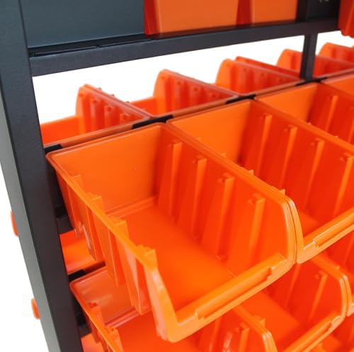 TRINITY Rolling Storage Bin Rack & Parts Organizer, 7-Tier Dual-Sided Bin Cart Shelving for Shop Storage, Nut and Bolt Organizer, Garage, Warehouse, Tools & Hardware, 330Lb Max, With Wheels, Black - Image 6