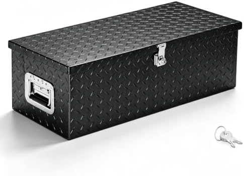 TUFFIOM 30" Aluminum Truck Bed Tool Box, Heavy Duty Diamond Plate Trailer Tool Box with Side Handle & Lock Keys, Tool Storage Organizer Chest for Pick up,Truck Bed,ATV,RV Trailer by TUFFIOM