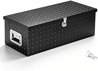TUFFIOM 30" Aluminum Truck Bed Tool Box, Heavy Duty Diamond Plate Trailer Tool Box with Side Handle & Lock Keys, Tool Storage Organizer Chest for Pick up,Truck Bed,ATV,RV Trailer by TUFFIOM