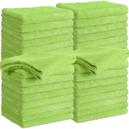 Shimeyao 30 Pcs 16 x 16 Inch Edgeless Microfiber Plush Towels for Cars Detailing Drying Wash Polishing Absorbent Cleaning Cloths, 500 GSM(Green) by Shimeyao