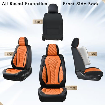 Coverado Car Seat Covers, Seat Covers Front Seats,Orange Car Seat Cover, Waterproof Car Seat Covers, Car Seat Cushion, Front Leather Seat Protector Fit for Most Cars - Image 4