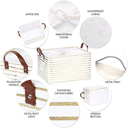 Hinwo 31L Large Canvas Storage Bin with Lid and Handles - Image 5