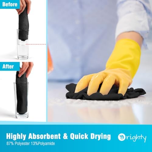 Orighty Microfiber Cleaning Cloth Bulk, 400 Pack Black Shop Towels - Image 3