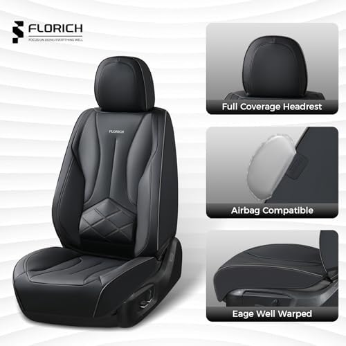 FLORICH Front Car Seat Covers, Leather Seat Covers for Cars, Waterproof Car Seat Protectors 2 Pack, Front Seat Covers for Cars, Automotive Seat Covers Protector Fit for Most Sedans SUV Pick-up Truck - Image 3
