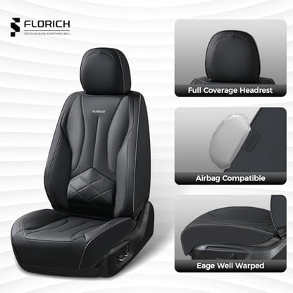 FLORICH Front Car Seat Covers, Leather Seat Covers for Cars, Waterproof Car Seat Protectors 2 Pack, Front Seat Covers for Cars, Automotive Seat Covers Protector Fit for Most Sedans SUV Pick-up Truck - Image 3