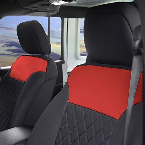 FH Group Car Seat Cover Cushion - 2 Pack Seat Covers for Cars Trucks SUV, Red Black Neosupreme Car Seat Cushions, Car Seat Cover Cushion, Universal Fit Car Seat Protector - Image 4