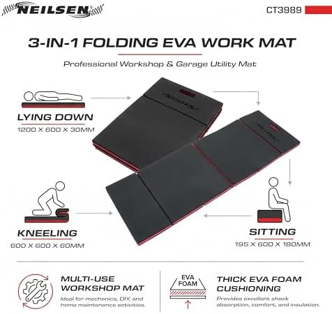 Neilsen Foldable Mechanics EVA Mat with Headrest | 3 in 1 | Lying Down | Kneeling | Sitting | CT3989, One Size - Image 4
