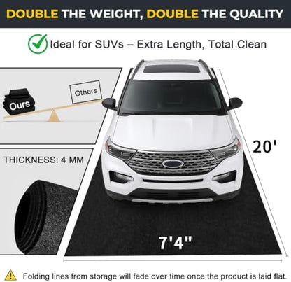 20' x 7'4" Garage Floor Mats - All-Weather Garage Floor Mats for Under Car, Absorbent Oil Spill Mat, Anti-Slip Garage Carpet, Reusable Garage Mats with Waterproof Backing, Garage Car Mat & Floor Rug - Image 2