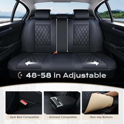 Coverado Car Seat Covers Full Set, 5 Seat Black Seat Cover for Cars, Luxury Faux Leather Waterproof Seat Cover, Front and Back Car Seat Protector, Universal Auto Seat Covers Fit for Most Cars - Image 6