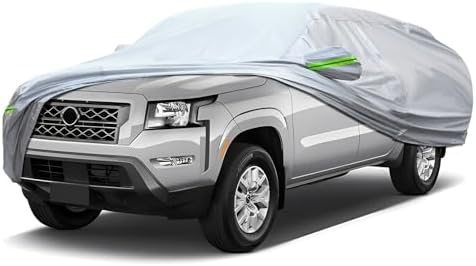 Full Car Cover Universal 6 Layers Outdoor Thicked All Weather Cover, Sunshield, Waterproof, Snow Proof, UV Proof, Scratch Proof, Bird Droppings, 6 Reflective Strips, Fits Pickups up 180"-206" by QUYDDC