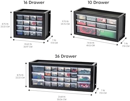 IRIS USA 16-Drawer Small Drawer Organizer, Garage Desk Storage, Black - Image 4