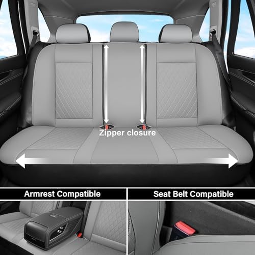 Coverado Universal Leather Seat Covers Full Set for 5 Seats – Waterproof, Durable All-Weather Protector for SUV, Pickup Truck, Sedan, Gray - Image 6