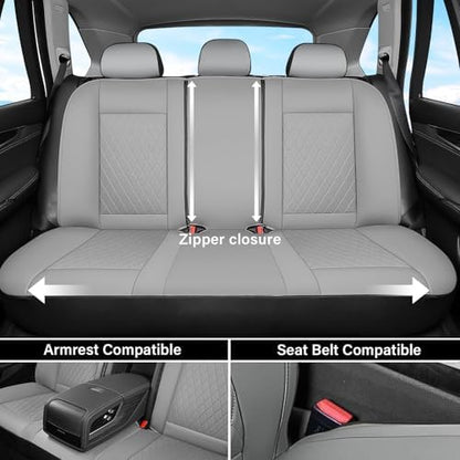 Coverado Universal Leather Seat Covers Full Set for 5 Seats – Waterproof, Durable All-Weather Protector for SUV, Pickup Truck, Sedan, Gray - Image 6