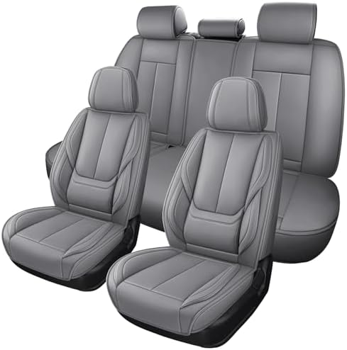 MINGBRON Car Seat Covers Full Set, Brown Car Seat Cover Lumbar Support, Car Seat Protector Waterproof, Nappa Leather Car Seat Cushion, Front Seats and Back Fit for Most Cars Beige by MINGBRONCARSEATCOVER