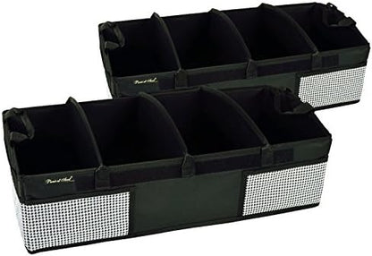 Picnic at Ascot - Heavy Duty Trunk Organizer - No Slide Rigid Base -70 LB Capacity - 30" x 15" - Houndstooth - Pack of 2 by PicnicatAscot
