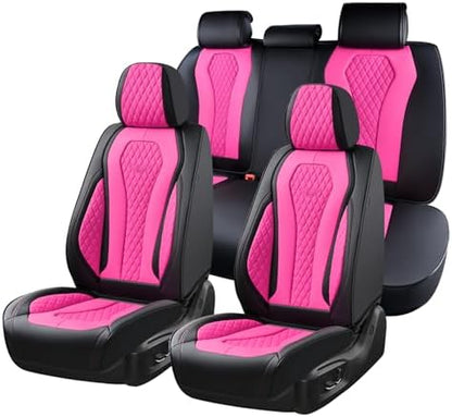 Coverado Auto Seat Covers, Car Seat Covers Full Set, Rose Car Seat Cover, Driver Seat Covers Front Seats Rear Seat Cover, Luxury Car Seat Cushion,Leather Seat Cover Seat Protector Fit for Most Cars by COVERADOAUTO