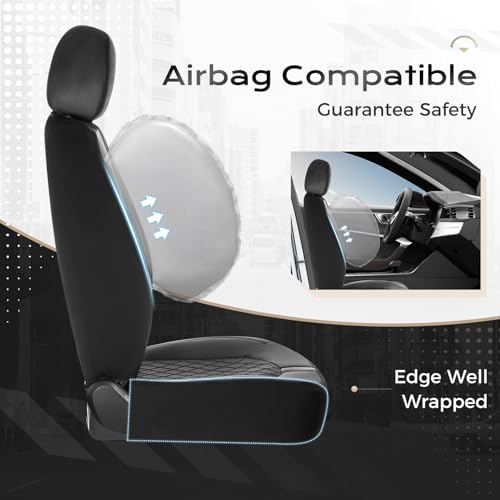 Coverado Universal Front Car Seat Covers, Waterproof Seat Protectors for Gym Sports & Pets, Quick-Fit for Cars SUVs and Trucks (Black) - Image 5