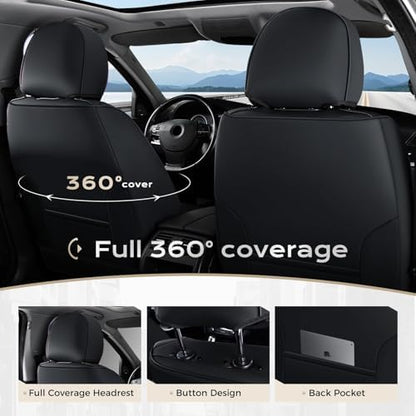 Coverado Car Seat Covers Front Seats, 2-Pack Black Seat Covers for Cars, Waterproof Leather Car Seat Covers for Cars, Car Seat Protector Car Seat Cushion Universal Fit for Most Cars Trucks SUV - Image 2