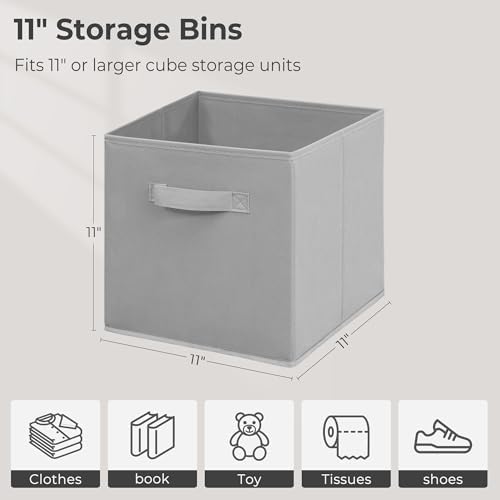 11" Fabric Storage Bins, Collapsible Storage Cubes Organizer with Handles, Heavy Duty Cube Organizer for Home, Office, Shelves, Closets, Bedroom, Living Room, 5 Pack, Grey - Image 2