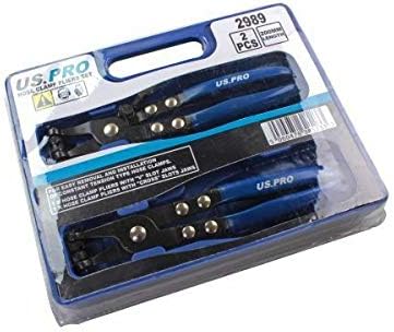 US PRO 2PC Hose Clamp Pliers Set V & Cross Slot Jaws Clip Oil Pipe Engine Pliers 2989 - Image 3