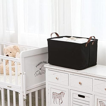 Hinwo 31L Large Canvas Storage Bin with Lid and Handles, 4-Pack - Image 2