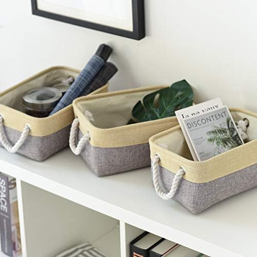 Fabric Storage Baskets for Organizing(6 Pack) Small Baskets for Shelves,storage, Laundry, Nursery, Closets, Decorative Baskets for Gifts Empty (Grey & gold, 11.8” x 7.8” x 5.1”) - Image 5