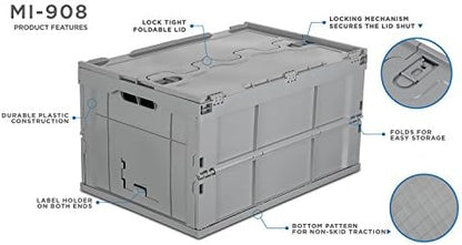Mount-It! Collapsible Plastic Storage Crate, 65L, 1-Pack - Image 5