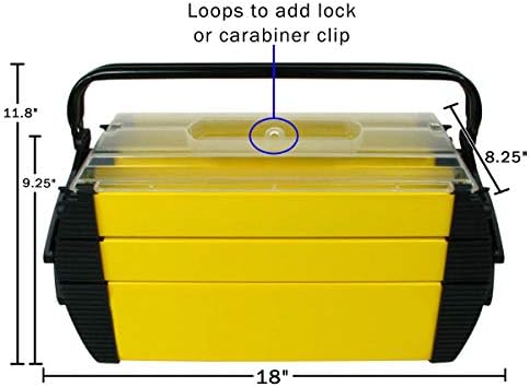 Portable Tool Box - Storage Compartments for Tools, Parts, Crafting Supplies or Tackle by Stalwart - Cantilever Toolbox, 18"L x 11.8"W x 8.25"H, Black/Yellow - Image 7