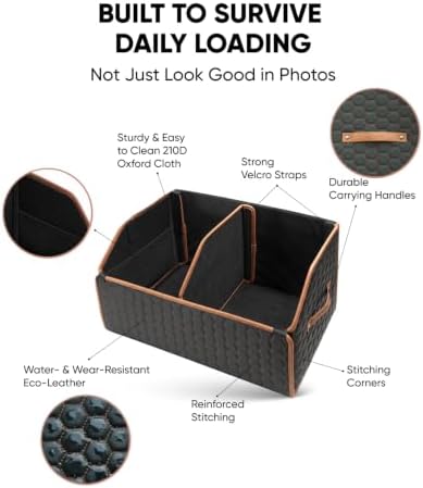 Owleys Foldable Trunk Organizer for Car Storage - Collapsible Auto Trunk Organizer With Lid - Trunk Organization (21.6 inch, Hexy) - Image 3
