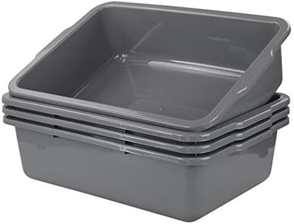 4-Pack Large Plastic Bus Box, Commercial Tote Box, 32 L, Grey - Image 7