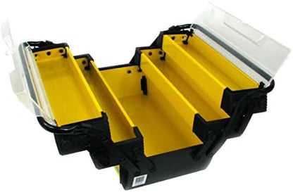Portable Tool Box - Storage Compartments for Tools, Parts, Crafting Supplies or Tackle by Stalwart - Cantilever Toolbox, 18"L x 11.8"W x 8.25"H, Black/Yellow - Image 5