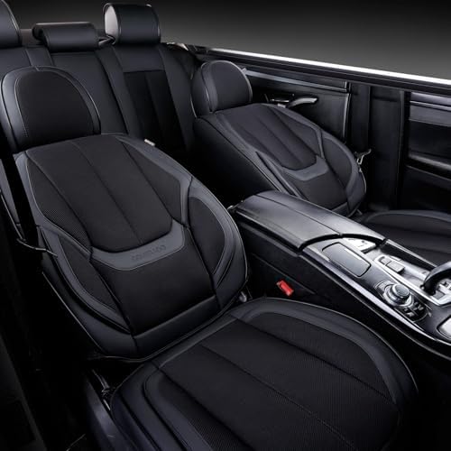Coverado Seat Covers Full Set, Breathable Leather Car Seat Cover,Universal Car Seat Protectors, Seat Cover Waterproof, Front and Rear Seat Cover Fit Most Cars, BlackRed - Image 5