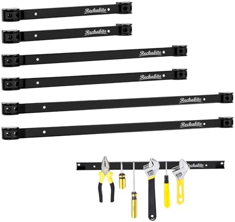 12" 18" 24" Magnetic Tool Holder Strip, Black Magnet Bar, Metal Tool Organizer Rack for Garage Organization, Easy To Install in Workshop, Mounting Screws Included by RechabiteMagneticTools