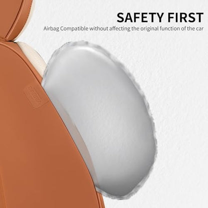 FLORICH Car Seat Covers Full Set, Leather Seat Covers for Cars, Waterproof Car Seat Protectors 5 Seats, Front and Rear Seat Covers for Cars, Automotive Seat Protector Fit for Most Car SUV - BrownBeige - Image 6