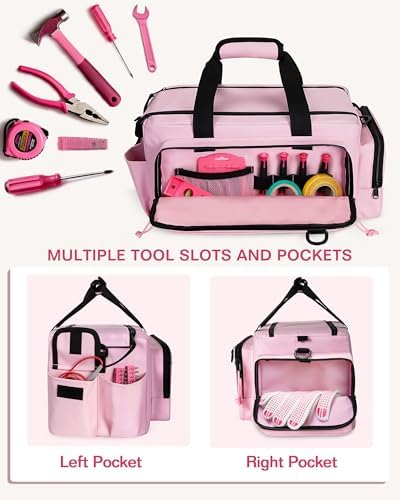 Pink Tool Bag for Women, 16 Inches Tool Storage Organizer Box - Image 3