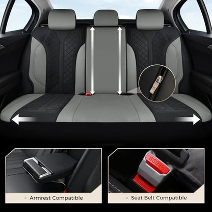 Coverado Car Seat Covers 5 Seats, Seat Covers Full Set, Mesh Breathable Seat Protectors, 5-Piece Spill-Proof White Automotive Seat Covers, Universal Fit for SUV, Sedan, Truck - Image 3