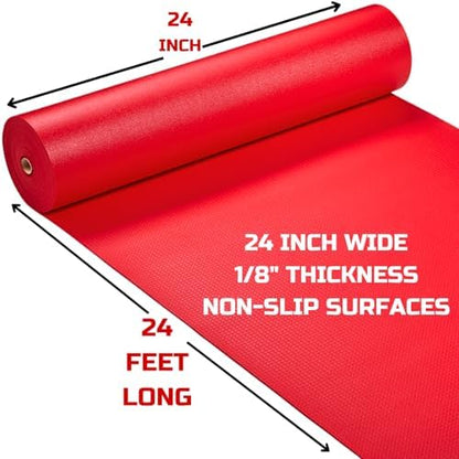 ONREVA Tool Box Liner 24 inch Wide x 24 ft Large, Thick Heavy Duty Toolbox Drawer Liners, Rolling Tool Chest Foam Mat, Shelf Rubber Mat, Non-Slip Organizer Pad for Cabinet Workbench, Red - Image 2
