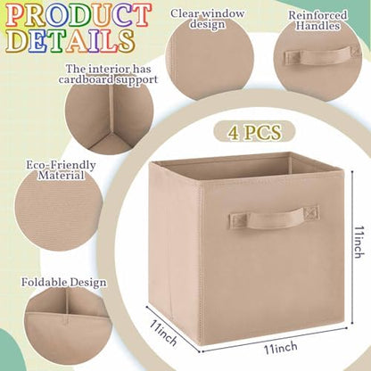 Yinder 12 Pcs Cube Storage Bin, Brown 10.5''x10.5''x11'' Storage Cubes - Image 2