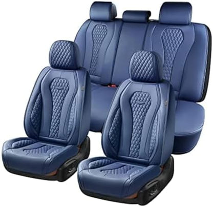 Coverado Seat Covers, Car Seat Covers Full Set, Blue Car Seat Cover, Car Seat Covers Front Seats Back Seat Cover, Waterproof Car Seat Cushion,Leather Seat Covers Seat Protector Universal Fit Most Cars by COVERADOAUTO