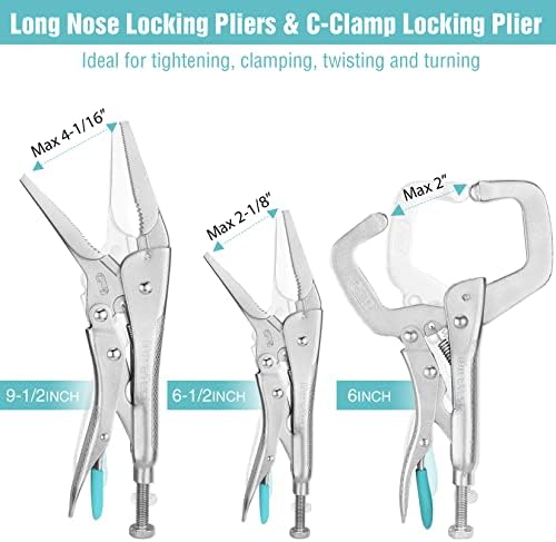 DURATECH 6PCS Locking Pliers, Long Nose Jaw and C-Clamp Vice Grip Pliers - Image 5
