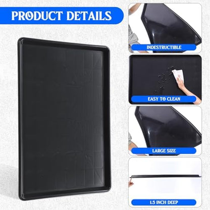 3 Pack Extra Large Oil Drip Pans for Under Car Black Plastic Tray - Image 3