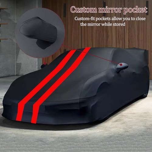 Indoor Car Cover Replace for Corvette C7 2014–2019 Custom-fit Form-Fitting Breathable Stretch Dust-Proof Car Cover for Underground Garage, Car Show（Black+Red） - Image 3