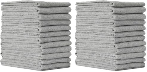 VIKING Microfiber Towel 24 Pack, Utility Car Drying Towels, Premium, Super Absorbent, Grey, 24 Inch x 24 Inch by VikingCarCare