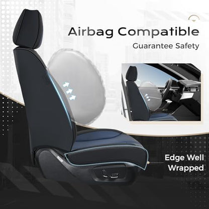 Coverado Car Seat Covers with Lumbar Support, Front Covers for Cars, Universal Automotive Seat Cover, Waterproof, Leather Car Seat Cushion, Interior Seat Protectors for Most Cars - Image 3