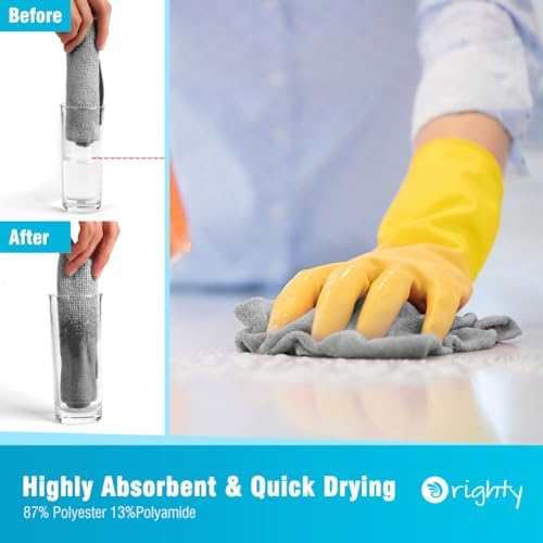 Orighty Microfiber Cleaning Cloth 5 Pack, Grey Cleaning Rags 12x11 inch - Image 3