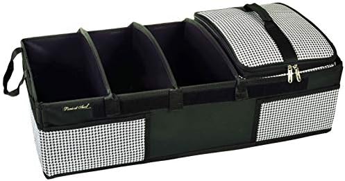 Picnic at Ascot Heavy Duty Rigid Base Trunk Organizer with 28 Can Capacity Leak Proof Cooler- Adjustable Dividers - 30" wide x 15" deep - Designed & Quality Approved in the USA by PicnicatAscot