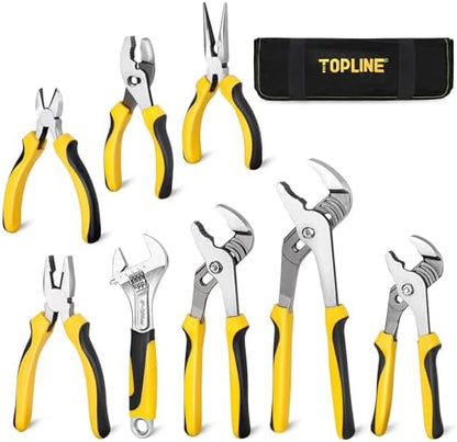 TOPLINE 8-Piece Pliers and Wrench Set with Rolling Pouch by TOPLINE