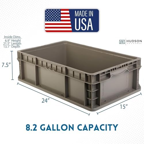 Hudson Exchange 24 x 15 x 7.5" (36 Pack) Straight Wall Handled Storage Container Tote, Gray/Brown - Image 2