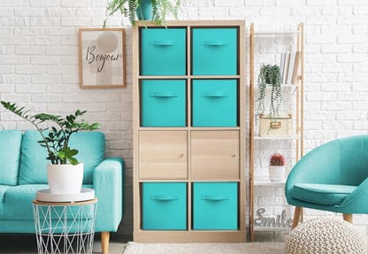 Sorbus Fabric Storage Cubes, 6-Pack Foldable Bins (11 Inch, Aqua) - Image 4
